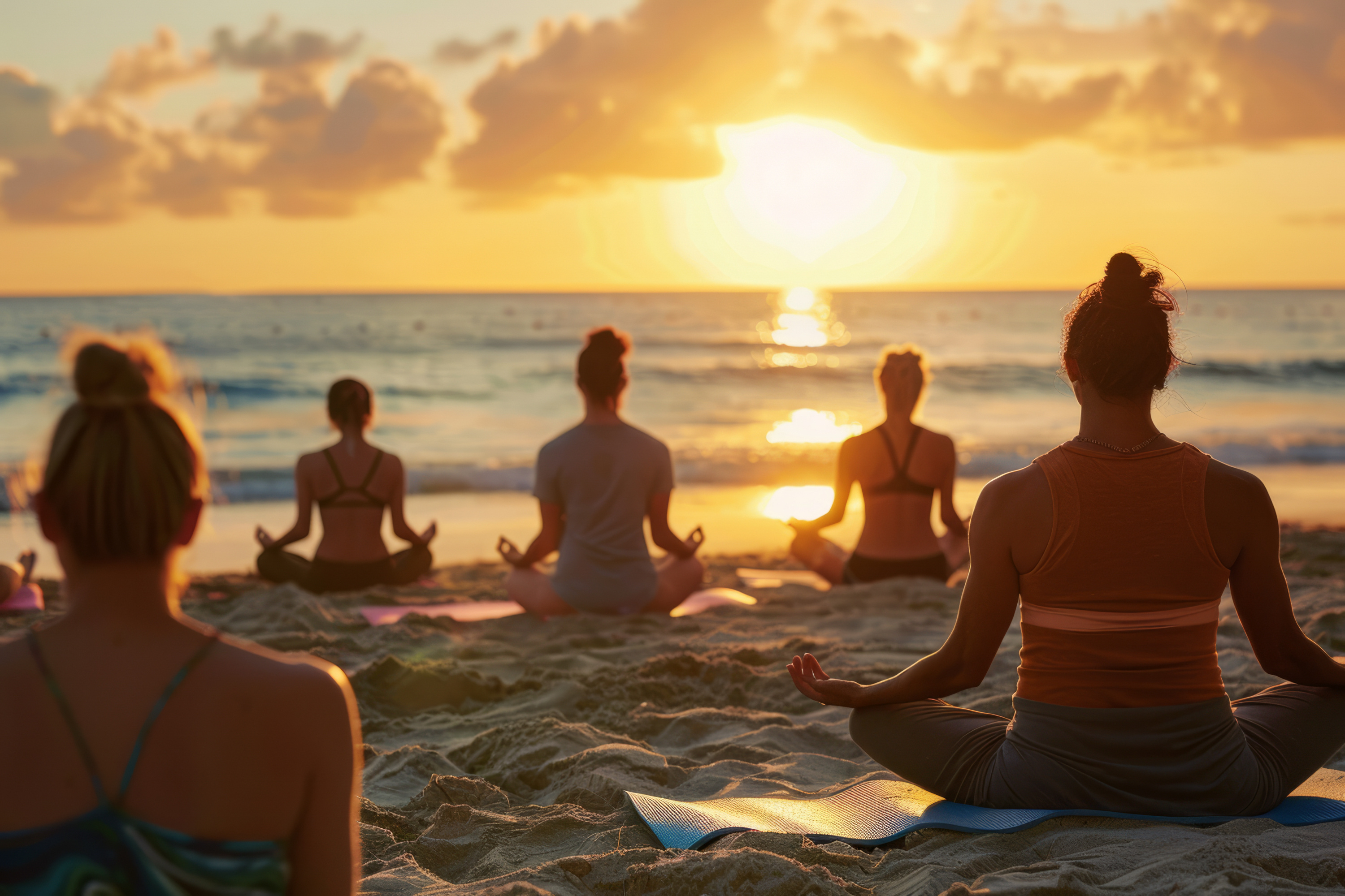 Beach yoga at sunset — Encinitas wellness culture
